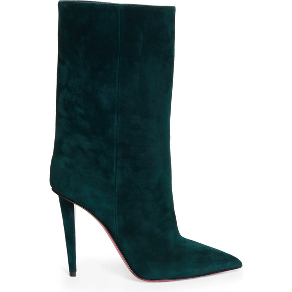 Christian Louboutin Astrilarge Booty 100 Vosges Green Suede Mid Heel Boot 40 - Picture 1 of 12
